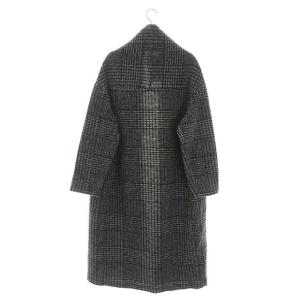 SHIPS イタリアンチェックロング羽織り コート アウター ONE 黒 グレー ブラック