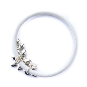 SWAROVSKI ヘアゴム フラワーモチーフ ビジュー シルバー色