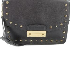 FURLA メトロポリス スタッズ ショルダーバッグ ハンドバッグ 2way レザー ロゴ 黒 ブラック