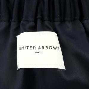 UNITED ARROWS プリーツスカート サテン ロング 38 紺 ネイビー