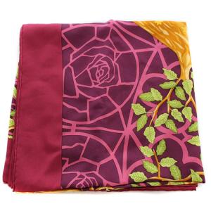 HERMES 中心軸 AXIS MUNDI カレ90 シルク 木 スカーフ 紫 パープル