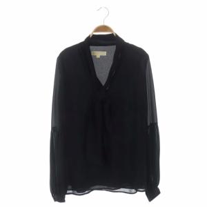 ボウタイ 長袖 ブラウス プルオーバー S 黒 ブラック