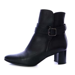 MANOLO BLAHNIK ブーツ ショート チャンキーヒール ベルト レザー 38 25cm ブラック