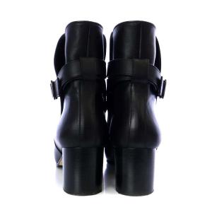 MANOLO BLAHNIK ブーツ ショート チャンキーヒール ベルト レザー 38 25cm ブラック