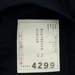 sacai プリーツ切替アシンメトリーシャツ ブラウス 半袖 クルーネック プルオーバー 2 紺 ネイビー