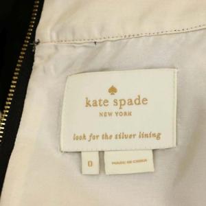 kate spade new york フレアワンピース タック ドット ひざ丈 フレンチスリーブ シルク混 0 ベージュ 黒 ブラック