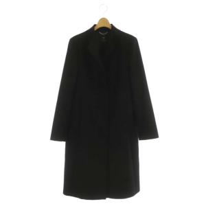 ウール アンゴラ混 コート アウター ロング 42 黒 ブラック