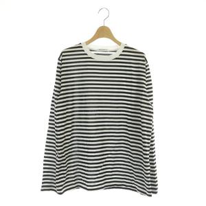 23SS コットン天竺 ロングスリーブ カットソー 長袖 Tシャツ ボーダー 黒 白 ブラック ホワイト