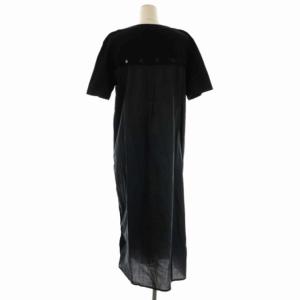 MONCLER ABITO 切り替え カットソー ワンピース ロング 半袖 サイドボタン M ブラック