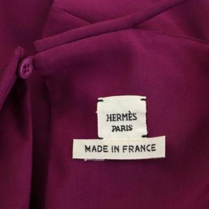 HERMES シルクドレス ワンピース フレンチスリーブ 40 紫