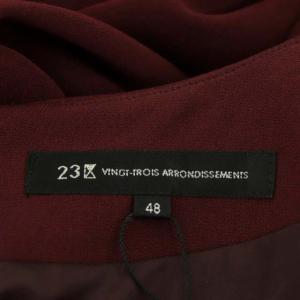 23区 vingt-trois パウダリージョーゼット ボリュームスリーブ ワンピース ロング 長袖 48 ボルドー