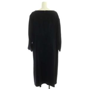 23区 vingt-trois トリアセダブルジョーゼット ワンピース ロング 長袖 九分袖 タック 50 紺 ネイビー