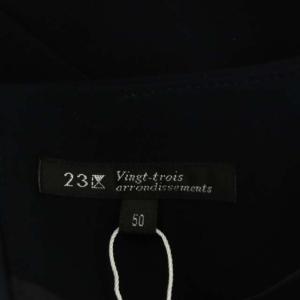 23区 vingt-trois トリアセダブルジョーゼット ワンピース ロング 長袖 九分袖 タック 50 紺 ネイビー