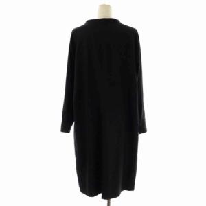 23区 vingt-trois ファインウールサキソニーAラインワンピース ロング フレア 長袖 スキッパー ウール 48 黒 ブラック