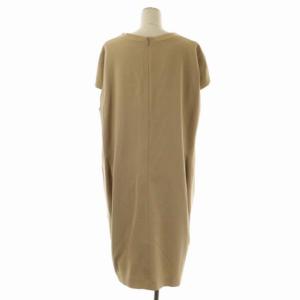 23区 vingt-trois トリアセダブルジョーゼットワンピース ロング フレンチスリーブ Vネック 48 ベージュ