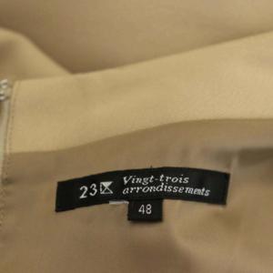 23区 vingt-trois トリアセダブルジョーゼットワンピース ロング フレンチスリーブ Vネック 48 ベージュ