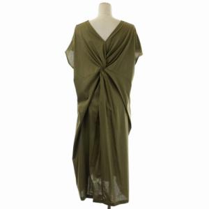 23区 vingt-trois 20AW ハイゲージコンパクトジャージーワンピース ロング フレンチスリーブ クルーネック 48 オリーブ