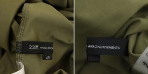 23区 vingt-trois 20AW ハイゲージコンパクトジャージーワンピース ロング フレンチスリーブ クルーネック 48 オリーブ