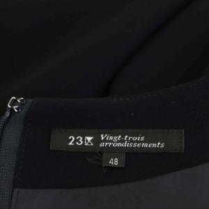 23区 vingt-trois 半袖ワンピース ロング フレア クルーネック 48 濃紺 ダークネイビー