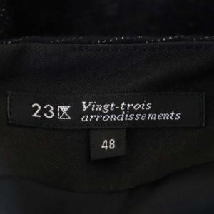 23区 vingt-trois ワンピース ウール ラメ 半袖 台形 タック 膝丈 大きいサイズ 48 黒 ブラック