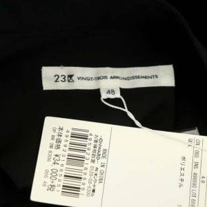 23区 vingt-trois 20SS シャツワンピース ロング 長袖 前開き 比翼ボタン バンドカラー リボン付き 48 黒 ブラック