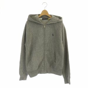 ジップアップパーカー フード 裏起毛 M グレー