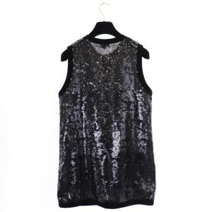CHANEL 22SS LOOK10 スパンコール ジレ ココマーク 36 ブラック P72770K10433
