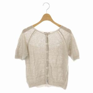 カーディガン クルーネック 半袖 リネン 2 ライトグレージュ