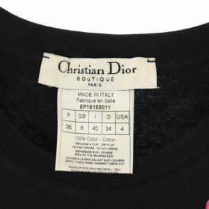 Christian Dior プリントカットソー ノースリーブ クルーネック プルオーバー I40 黒 ブラック マルチカラー 5P16155011
