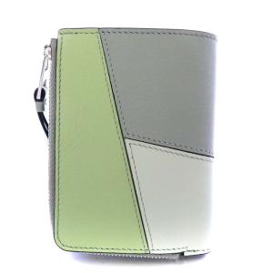 LOEWE バイフォールド ウォレット クラシックカーフ 二つ折り アッシュグレー ライトセラドングリーン