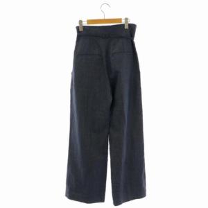 Spick&Span 22SS レーヨンリネンハイバギーパンツ ワイドパンツ タック ハイウエスト リボン 40 紺 ネイビー