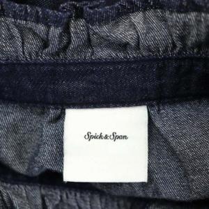 Spick&Span 22AW ダンガリーデニムフリルブラウス シャツ 前開き 長袖 スナップボタン F 紺 インディゴ