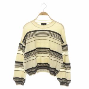 22SS BERING OTTO STRIPE PO ニット セーター 長袖 ボーダー S ライトベージュ 黒 茶 ブラック