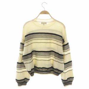 Theory 22SS BERING OTTO STRIPE PO ニット セーター 長袖 ボーダー S ライトベージュ 黒 茶 ブラック