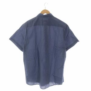 Ermenegildo Zegna 総柄 半袖 シャツ BD ボタンダウン XL 紺 ネイビー ライトブルー