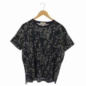 Tシャツ シェーヌダンクル 連鎖柄 プリント クルーネック XL チャコールグレー