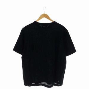 HERMES Hロゴ刺繍 鹿の子 Tシャツ カットソー クルーネック 半袖 黒 ブラック