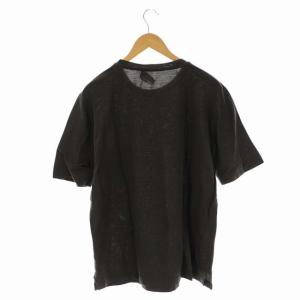 HERMES Hロゴ刺繍 鹿の子 Tシャツ カットソークルーネック 半袖 XL チャコールグレー