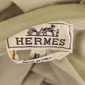 HERMES Hロゴ刺繍 鹿の子 Tシャツ カットソー クルーネック 半袖 XL ベージュ