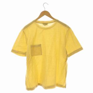 HERMES Hロゴ刺繍 鹿の子 Tシャツ カットソー クルーネック 半袖 XL 黄色 イエロー