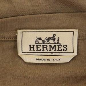 HERMES カットソー Tシャツ コットン 半袖 胸ポケット クルーネック ベージュ