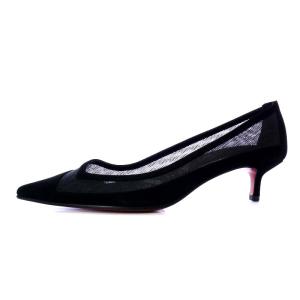 Christian Louboutin パンプス ハイヒール ポインテッドトゥ メッシュ 切り替え スエード 36 23cm 黒 ブラック
