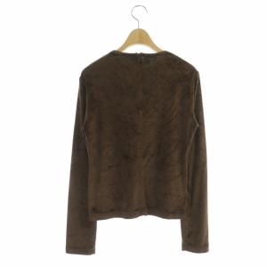 FENDI ベロア ロゴ トップス カットソー 長袖 プルオーバー クルーネック I44 茶 ブラウン