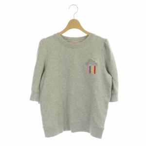 melange rain or shine pullover スウェット トレーナー 五分袖 スパンコール ビーズ装飾 裏パイル