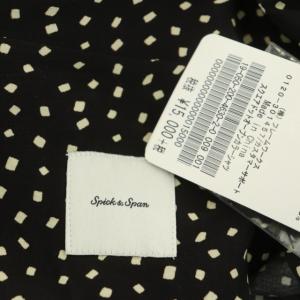 Spick&Span スクエアドットオープンカラーシャツ ブラウス 前開き 半袖 フレンチスリーブ F 黒 白 ブラック ホワイト