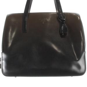 PRADA SPAZZOLATO FUME トートバッグ レザー ロゴ グラデーション ブラック ブラウン