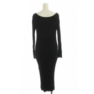 Deuxieme Classe リブニットワンピース ロング タイト 長袖 シルク混 黒 ブラック