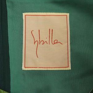 SYBILLA 花柄ワンピース 膝丈 ノースリーブ L 緑 紫 グリーン パープル