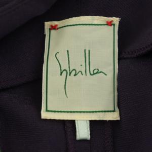 SYBILLA ノースリーブストライプワンピース ミモレ丈 ロング セミフレア L 紫 緑 スモークブルー