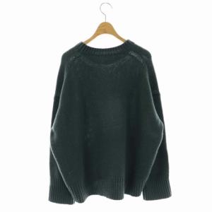 GALERIE VIE 21AW ファインウール クルーネック プルオーバー ニット セーター オーバーサイズ 長袖 S 緑 グリーン